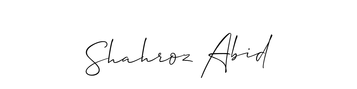 Make a beautiful signature design for name Shahroz Abid. With this signature (Allison_Script) style, you can create a handwritten signature for free. Shahroz Abid signature style 2 images and pictures png