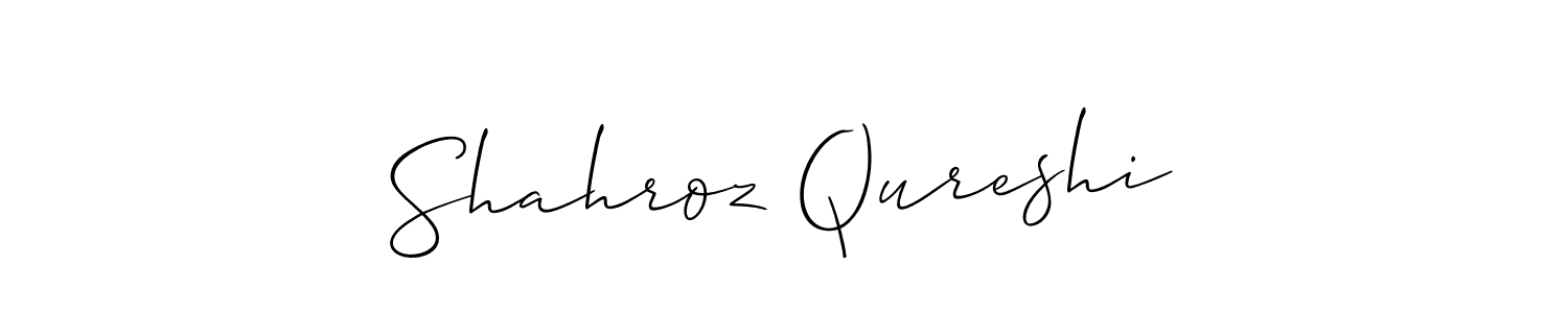 Allison_Script is a professional signature style that is perfect for those who want to add a touch of class to their signature. It is also a great choice for those who want to make their signature more unique. Get Shahroz Qureshi name to fancy signature for free. Shahroz Qureshi signature style 2 images and pictures png