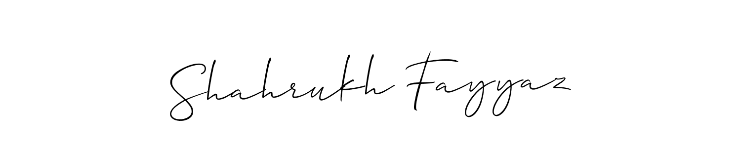 How to make Shahrukh Fayyaz signature? Allison_Script is a professional autograph style. Create handwritten signature for Shahrukh Fayyaz name. Shahrukh Fayyaz signature style 2 images and pictures png