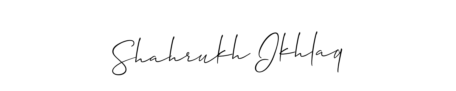 Design your own signature with our free online signature maker. With this signature software, you can create a handwritten (Allison_Script) signature for name Shahrukh Ikhlaq. Shahrukh Ikhlaq signature style 2 images and pictures png