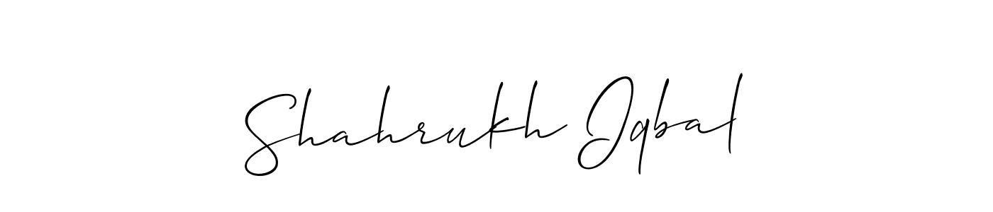 Allison_Script is a professional signature style that is perfect for those who want to add a touch of class to their signature. It is also a great choice for those who want to make their signature more unique. Get Shahrukh Iqbal name to fancy signature for free. Shahrukh Iqbal signature style 2 images and pictures png