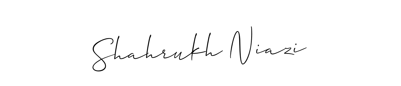 Use a signature maker to create a handwritten signature online. With this signature software, you can design (Allison_Script) your own signature for name Shahrukh Niazi. Shahrukh Niazi signature style 2 images and pictures png
