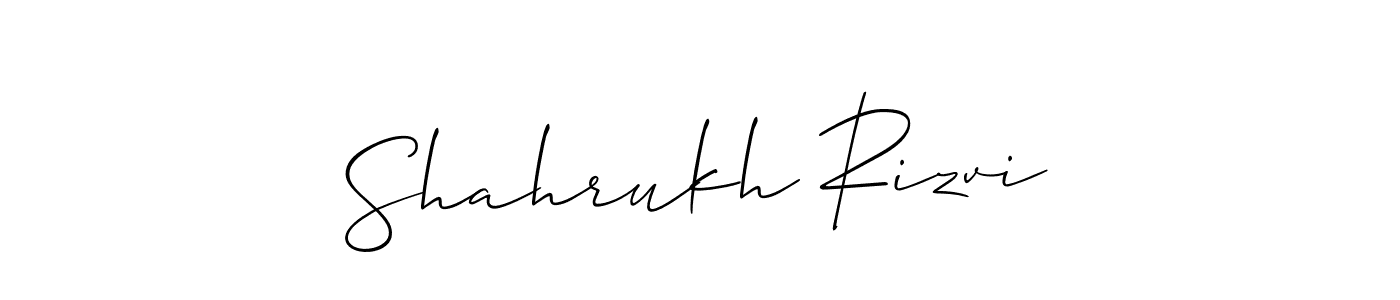Also You can easily find your signature by using the search form. We will create Shahrukh Rizvi name handwritten signature images for you free of cost using Allison_Script sign style. Shahrukh Rizvi signature style 2 images and pictures png