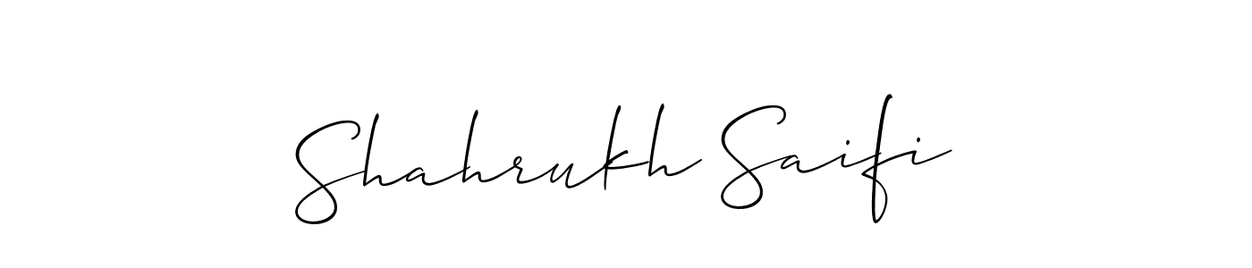 The best way (Allison_Script) to make a short signature is to pick only two or three words in your name. The name Shahrukh Saifi include a total of six letters. For converting this name. Shahrukh Saifi signature style 2 images and pictures png