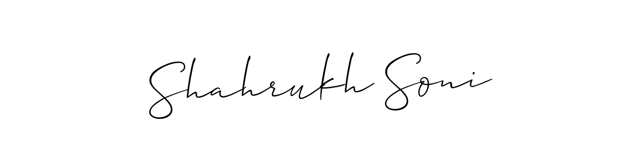 Also we have Shahrukh Soni name is the best signature style. Create professional handwritten signature collection using Allison_Script autograph style. Shahrukh Soni signature style 2 images and pictures png