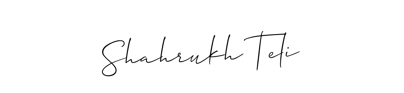 Also we have Shahrukh Teli name is the best signature style. Create professional handwritten signature collection using Allison_Script autograph style. Shahrukh Teli signature style 2 images and pictures png