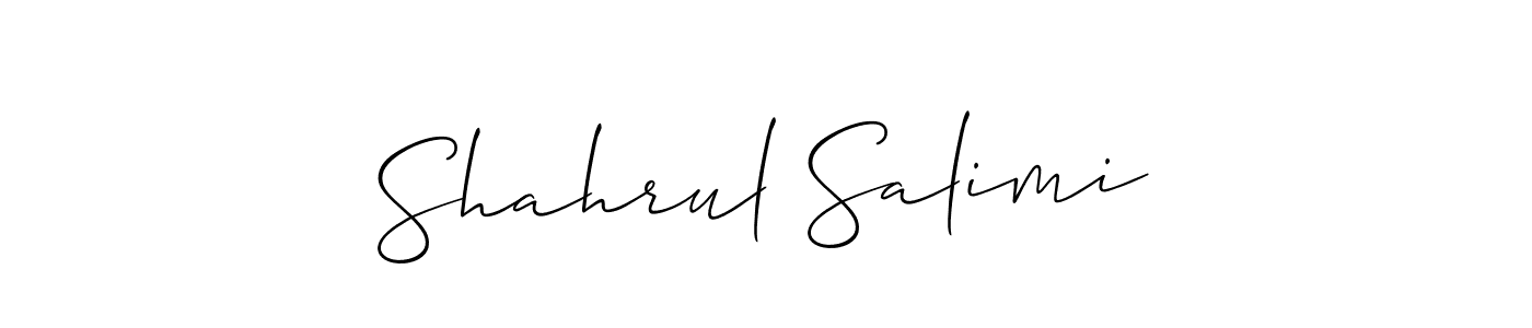 Use a signature maker to create a handwritten signature online. With this signature software, you can design (Allison_Script) your own signature for name Shahrul Salimi. Shahrul Salimi signature style 2 images and pictures png