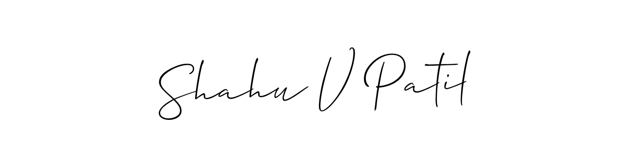 Also You can easily find your signature by using the search form. We will create Shahu V Patil name handwritten signature images for you free of cost using Allison_Script sign style. Shahu V Patil signature style 2 images and pictures png