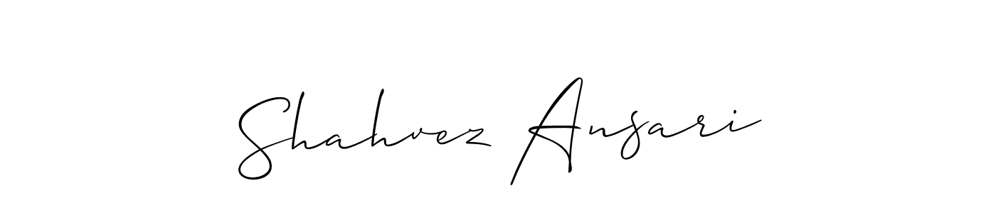 Allison_Script is a professional signature style that is perfect for those who want to add a touch of class to their signature. It is also a great choice for those who want to make their signature more unique. Get Shahvez Ansari name to fancy signature for free. Shahvez Ansari signature style 2 images and pictures png