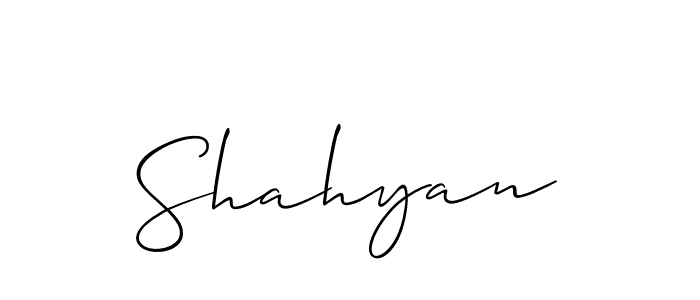 Make a beautiful signature design for name Shahyan. With this signature (Allison_Script) style, you can create a handwritten signature for free. Shahyan signature style 2 images and pictures png