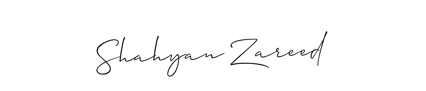 Also You can easily find your signature by using the search form. We will create Shahyan Zareed name handwritten signature images for you free of cost using Allison_Script sign style. Shahyan Zareed signature style 2 images and pictures png