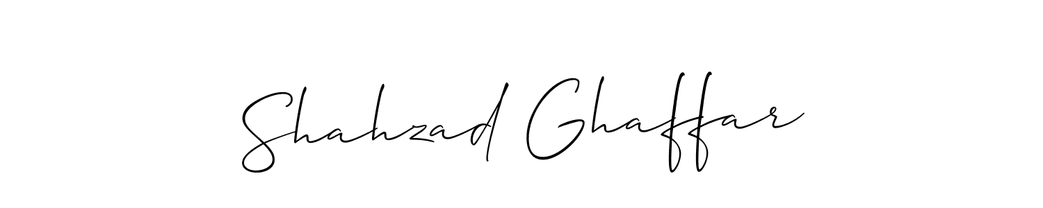 Create a beautiful signature design for name Shahzad Ghaffar. With this signature (Allison_Script) fonts, you can make a handwritten signature for free. Shahzad Ghaffar signature style 2 images and pictures png