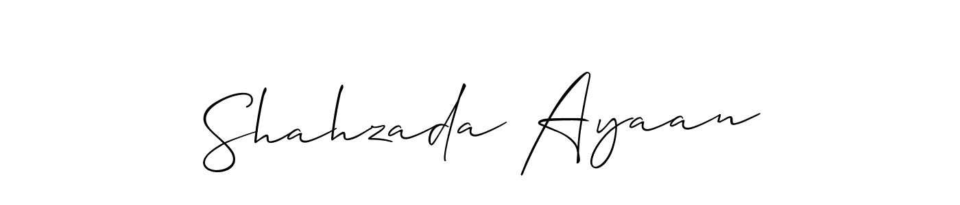 Design your own signature with our free online signature maker. With this signature software, you can create a handwritten (Allison_Script) signature for name Shahzada Ayaan. Shahzada Ayaan signature style 2 images and pictures png