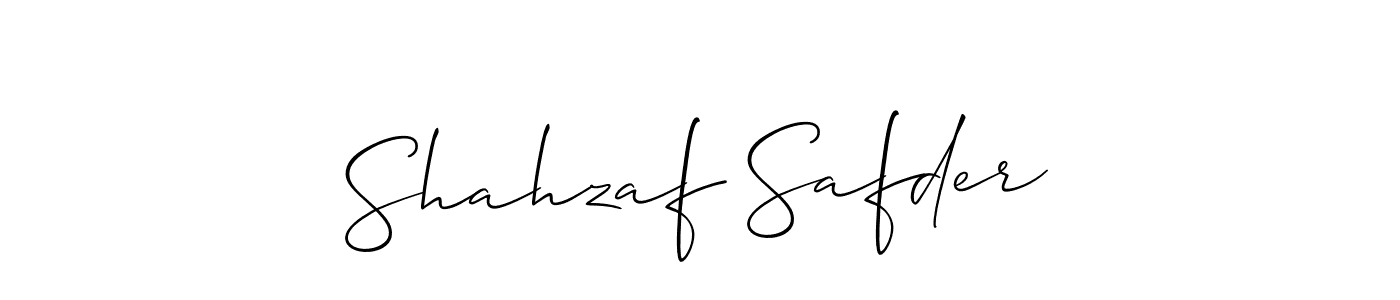 The best way (Allison_Script) to make a short signature is to pick only two or three words in your name. The name Shahzaf Safder include a total of six letters. For converting this name. Shahzaf Safder signature style 2 images and pictures png