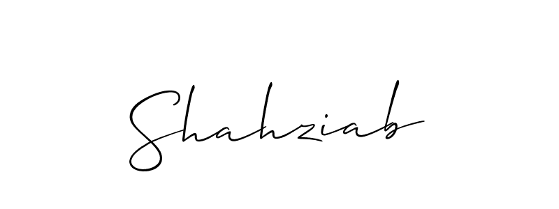 Create a beautiful signature design for name Shahziab. With this signature (Allison_Script) fonts, you can make a handwritten signature for free. Shahziab signature style 2 images and pictures png