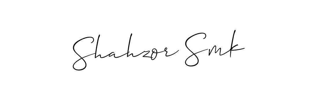 The best way (Allison_Script) to make a short signature is to pick only two or three words in your name. The name Shahzor Smk include a total of six letters. For converting this name. Shahzor Smk signature style 2 images and pictures png