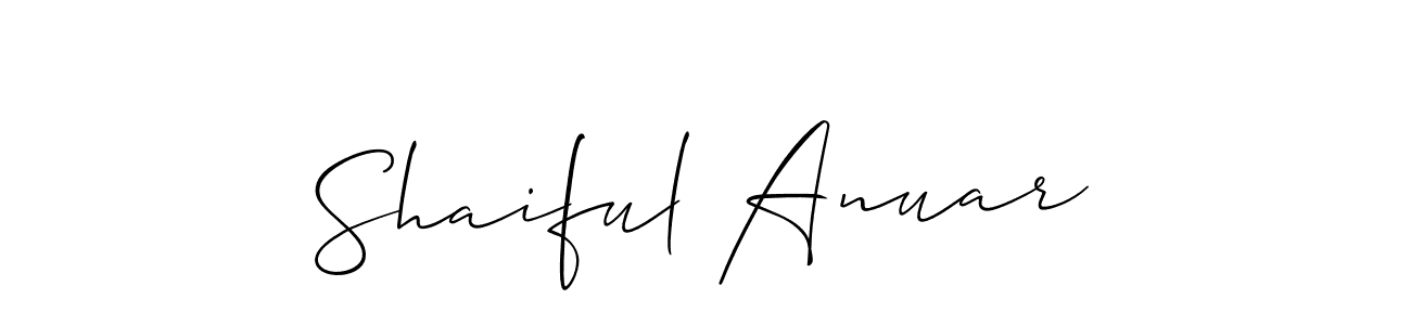The best way (Allison_Script) to make a short signature is to pick only two or three words in your name. The name Shaiful Anuar include a total of six letters. For converting this name. Shaiful Anuar signature style 2 images and pictures png