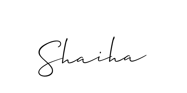 Design your own signature with our free online signature maker. With this signature software, you can create a handwritten (Allison_Script) signature for name Shaiha. Shaiha signature style 2 images and pictures png