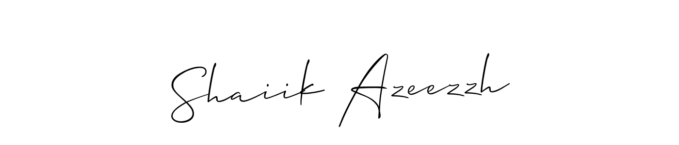 if you are searching for the best signature style for your name Shaiik Azeezzh. so please give up your signature search. here we have designed multiple signature styles  using Allison_Script. Shaiik Azeezzh signature style 2 images and pictures png