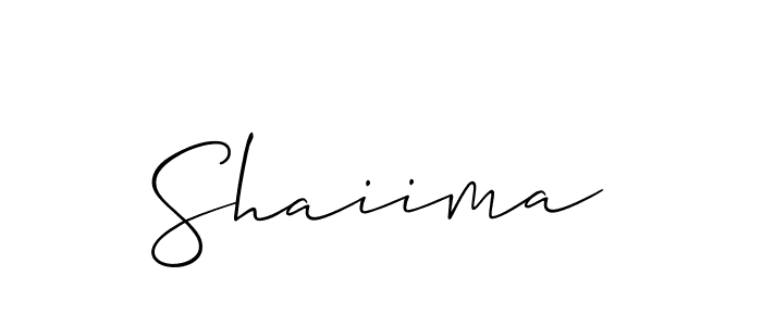 Design your own signature with our free online signature maker. With this signature software, you can create a handwritten (Allison_Script) signature for name Shaiima. Shaiima signature style 2 images and pictures png