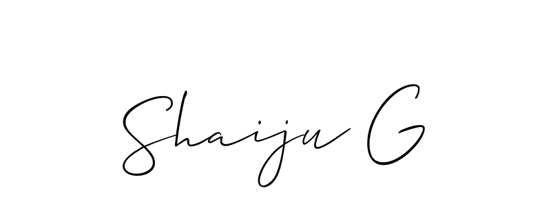 It looks lik you need a new signature style for name Shaiju G. Design unique handwritten (Allison_Script) signature with our free signature maker in just a few clicks. Shaiju G signature style 2 images and pictures png