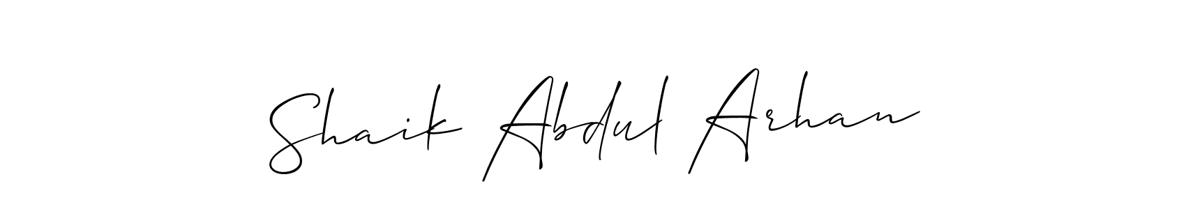 Also You can easily find your signature by using the search form. We will create Shaik Abdul Arhan name handwritten signature images for you free of cost using Allison_Script sign style. Shaik Abdul Arhan signature style 2 images and pictures png