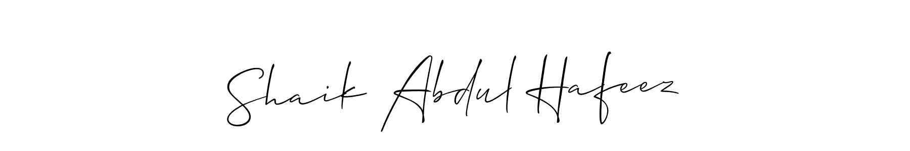 The best way (Allison_Script) to make a short signature is to pick only two or three words in your name. The name Shaik Abdul Hafeez include a total of six letters. For converting this name. Shaik Abdul Hafeez signature style 2 images and pictures png