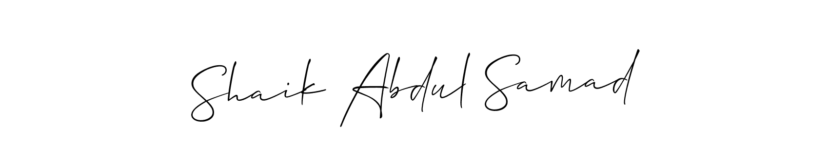 Make a short Shaik Abdul Samad signature style. Manage your documents anywhere anytime using Allison_Script. Create and add eSignatures, submit forms, share and send files easily. Shaik Abdul Samad signature style 2 images and pictures png
