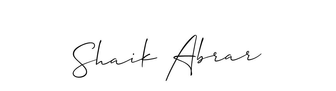 How to make Shaik Abrar name signature. Use Allison_Script style for creating short signs online. This is the latest handwritten sign. Shaik Abrar signature style 2 images and pictures png