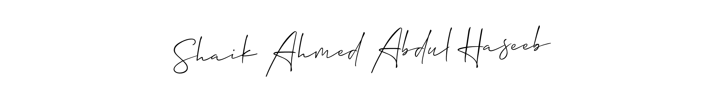 Allison_Script is a professional signature style that is perfect for those who want to add a touch of class to their signature. It is also a great choice for those who want to make their signature more unique. Get Shaik Ahmed Abdul Haseeb name to fancy signature for free. Shaik Ahmed Abdul Haseeb signature style 2 images and pictures png