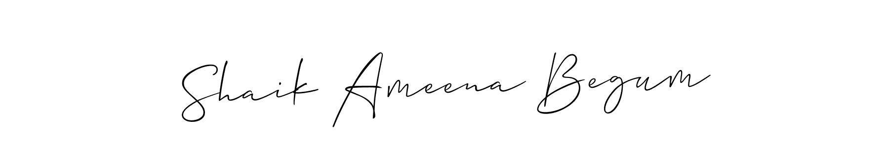 Allison_Script is a professional signature style that is perfect for those who want to add a touch of class to their signature. It is also a great choice for those who want to make their signature more unique. Get Shaik Ameena Begum name to fancy signature for free. Shaik Ameena Begum signature style 2 images and pictures png