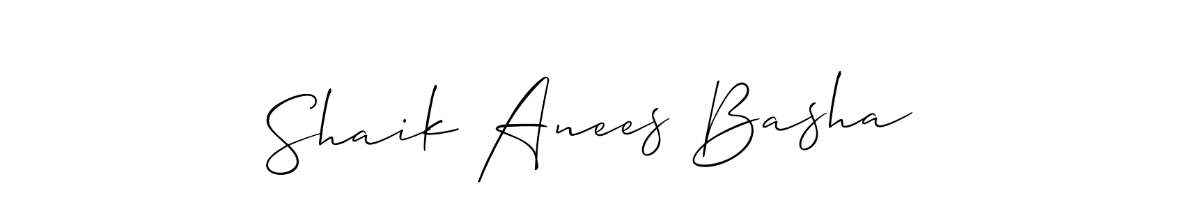 Design your own signature with our free online signature maker. With this signature software, you can create a handwritten (Allison_Script) signature for name Shaik Anees Basha. Shaik Anees Basha signature style 2 images and pictures png
