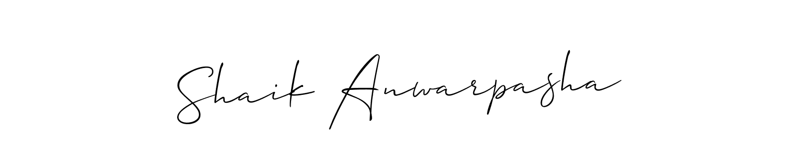 Create a beautiful signature design for name Shaik Anwarpasha. With this signature (Allison_Script) fonts, you can make a handwritten signature for free. Shaik Anwarpasha signature style 2 images and pictures png