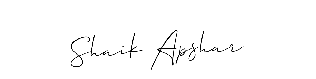 The best way (Allison_Script) to make a short signature is to pick only two or three words in your name. The name Shaik Apshar include a total of six letters. For converting this name. Shaik Apshar signature style 2 images and pictures png