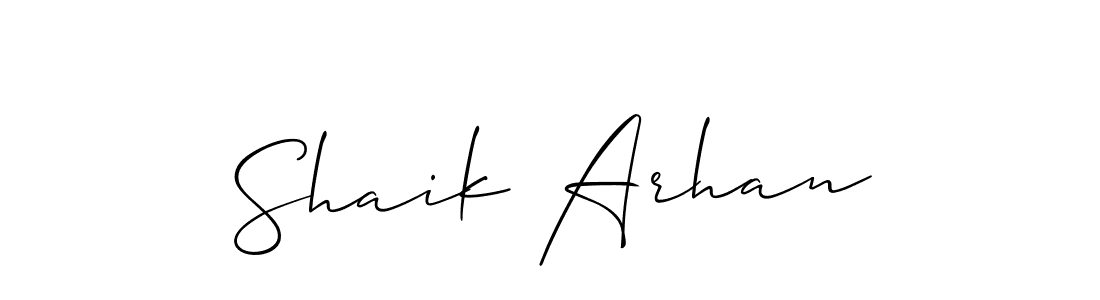 Make a beautiful signature design for name Shaik Arhan. With this signature (Allison_Script) style, you can create a handwritten signature for free. Shaik Arhan signature style 2 images and pictures png