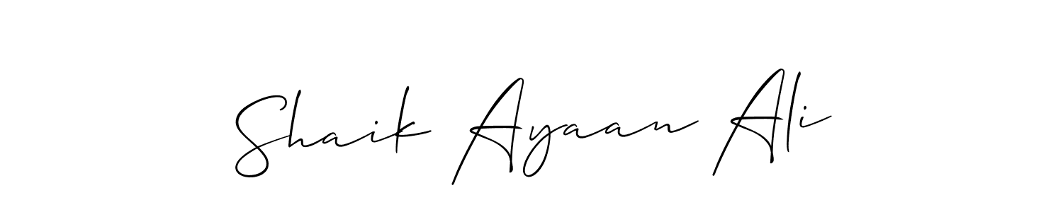 This is the best signature style for the Shaik Ayaan Ali name. Also you like these signature font (Allison_Script). Mix name signature. Shaik Ayaan Ali signature style 2 images and pictures png