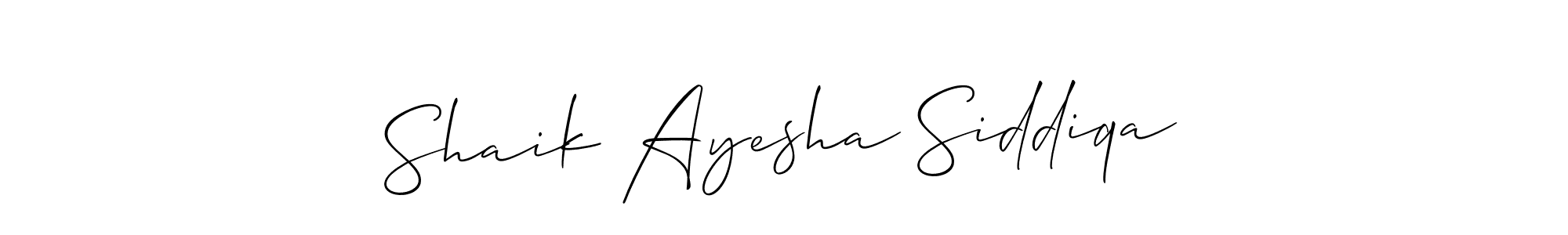 It looks lik you need a new signature style for name Shaik Ayesha Siddiqa. Design unique handwritten (Allison_Script) signature with our free signature maker in just a few clicks. Shaik Ayesha Siddiqa signature style 2 images and pictures png