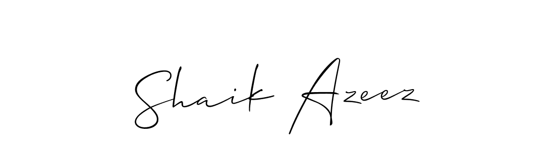 Allison_Script is a professional signature style that is perfect for those who want to add a touch of class to their signature. It is also a great choice for those who want to make their signature more unique. Get Shaik Azeez name to fancy signature for free. Shaik Azeez signature style 2 images and pictures png