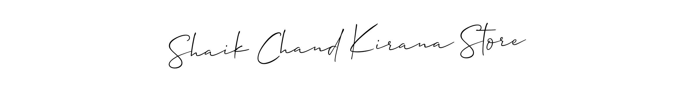 The best way (Allison_Script) to make a short signature is to pick only two or three words in your name. The name Shaik Chand Kirana Store include a total of six letters. For converting this name. Shaik Chand Kirana Store signature style 2 images and pictures png