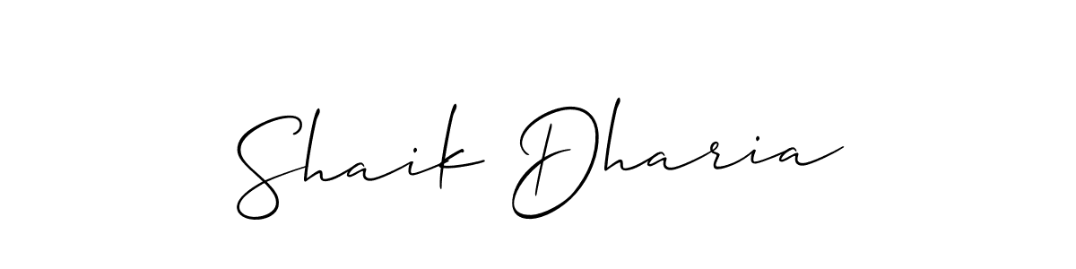 How to make Shaik Dharia signature? Allison_Script is a professional autograph style. Create handwritten signature for Shaik Dharia name. Shaik Dharia signature style 2 images and pictures png
