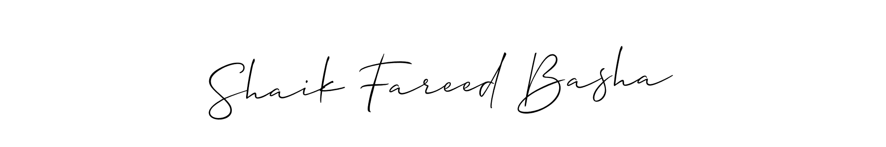 Create a beautiful signature design for name Shaik Fareed Basha. With this signature (Allison_Script) fonts, you can make a handwritten signature for free. Shaik Fareed Basha signature style 2 images and pictures png