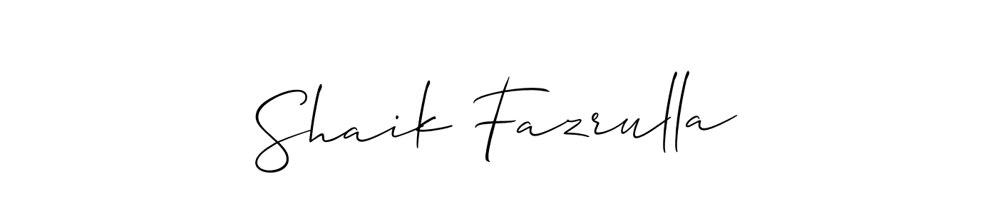 The best way (Allison_Script) to make a short signature is to pick only two or three words in your name. The name Shaik Fazrulla include a total of six letters. For converting this name. Shaik Fazrulla signature style 2 images and pictures png