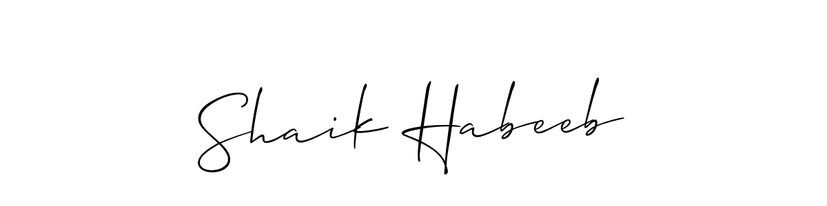 Create a beautiful signature design for name Shaik Habeeb. With this signature (Allison_Script) fonts, you can make a handwritten signature for free. Shaik Habeeb signature style 2 images and pictures png