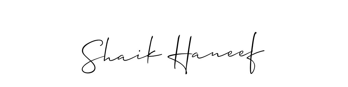 Also You can easily find your signature by using the search form. We will create Shaik Haneef name handwritten signature images for you free of cost using Allison_Script sign style. Shaik Haneef signature style 2 images and pictures png