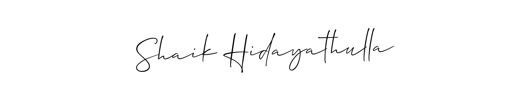 How to make Shaik Hidayathulla signature? Allison_Script is a professional autograph style. Create handwritten signature for Shaik Hidayathulla name. Shaik Hidayathulla signature style 2 images and pictures png