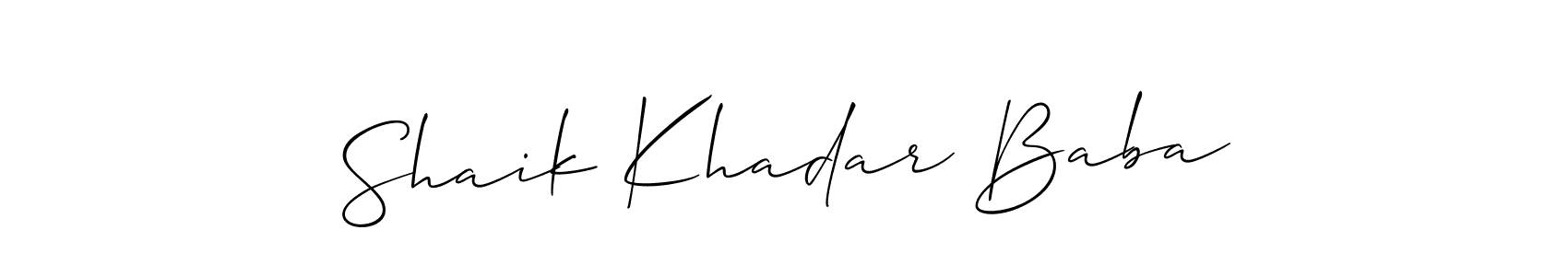 if you are searching for the best signature style for your name Shaik Khadar Baba. so please give up your signature search. here we have designed multiple signature styles  using Allison_Script. Shaik Khadar Baba signature style 2 images and pictures png
