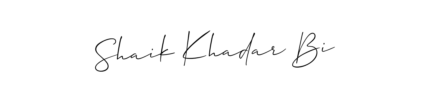 Allison_Script is a professional signature style that is perfect for those who want to add a touch of class to their signature. It is also a great choice for those who want to make their signature more unique. Get Shaik Khadar Bi name to fancy signature for free. Shaik Khadar Bi signature style 2 images and pictures png