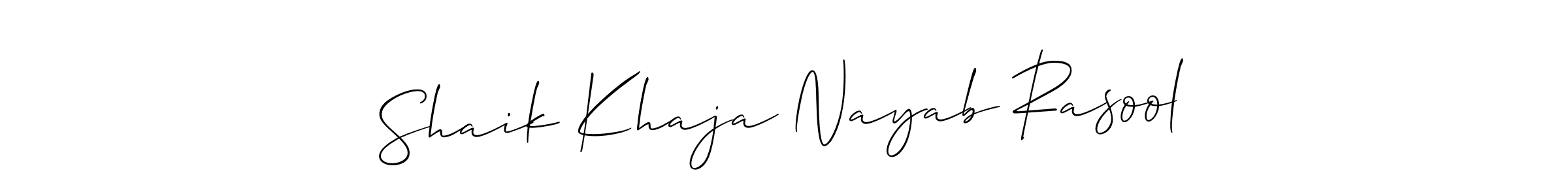 Use a signature maker to create a handwritten signature online. With this signature software, you can design (Allison_Script) your own signature for name Shaik Khaja Nayab Rasool. Shaik Khaja Nayab Rasool signature style 2 images and pictures png