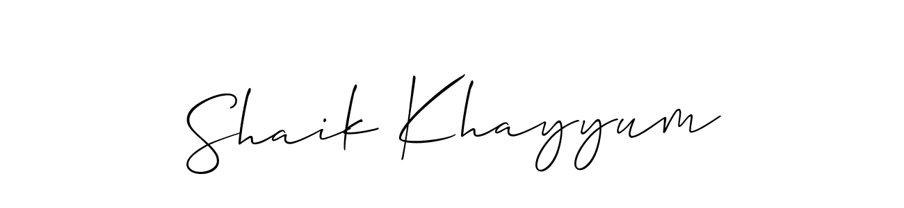 How to Draw Shaik Khayyum signature style? Allison_Script is a latest design signature styles for name Shaik Khayyum. Shaik Khayyum signature style 2 images and pictures png