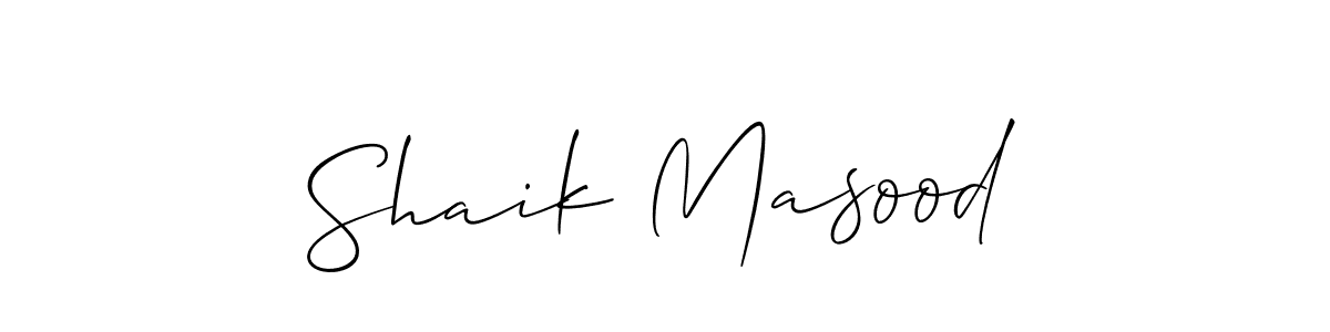 How to make Shaik Masood name signature. Use Allison_Script style for creating short signs online. This is the latest handwritten sign. Shaik Masood signature style 2 images and pictures png